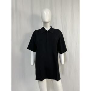 Cos Double-Faced Knitted Black Viscose Zip-Up Polo Shirt Size S